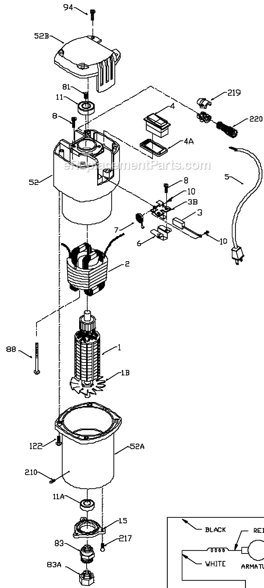Page A Diagram and Parts List for 7537 Type 1 Porter Cable Router
